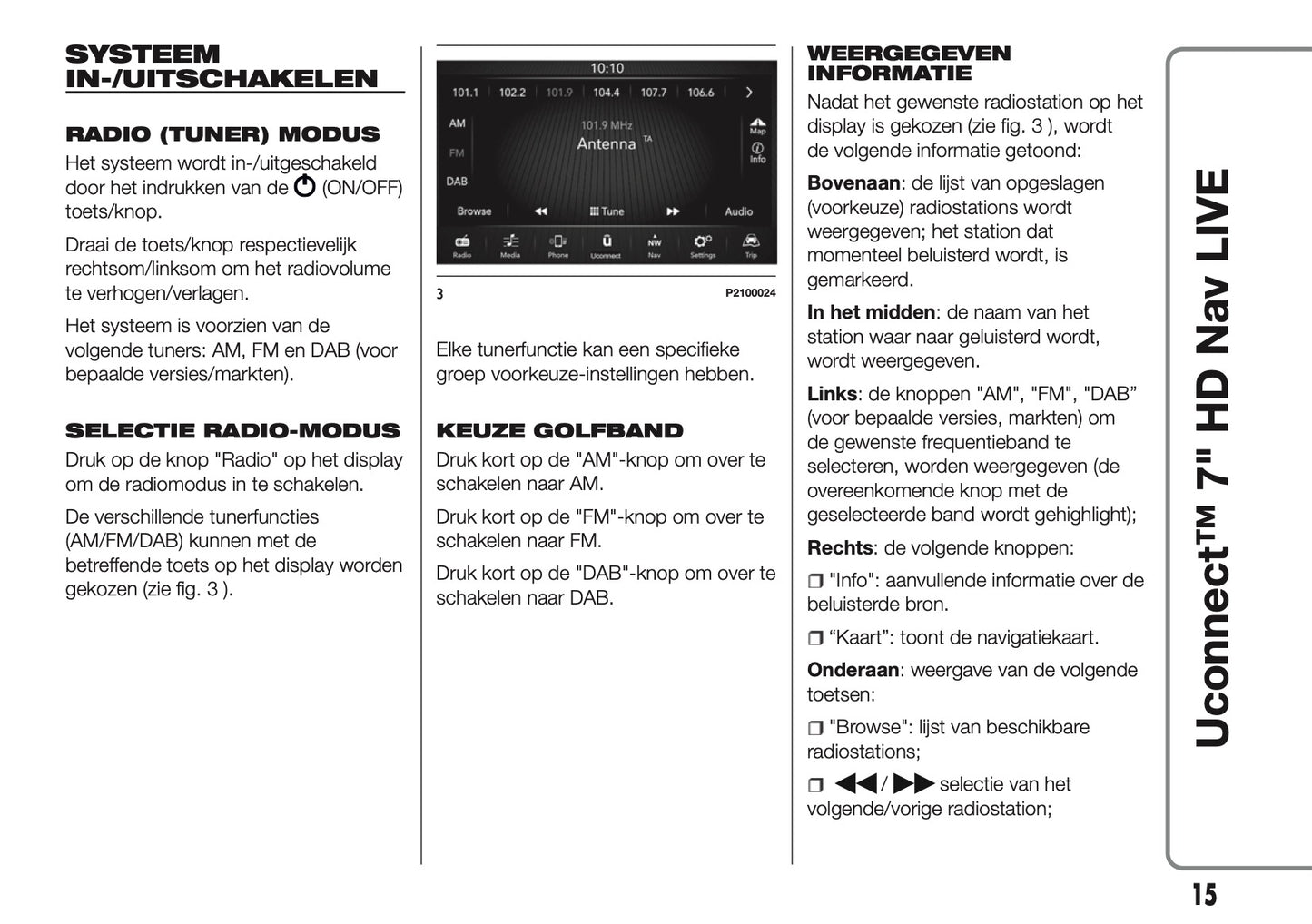 2016-2018 Abarth 500/595/695 Uconnect 7.0 Nav Handleiding | Nederlands