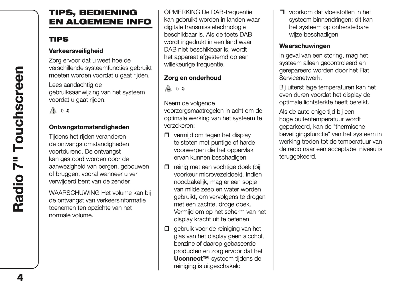 2023 Fiat Panda Uconnect 7.0 Infotainment Handleiding | Nederlands