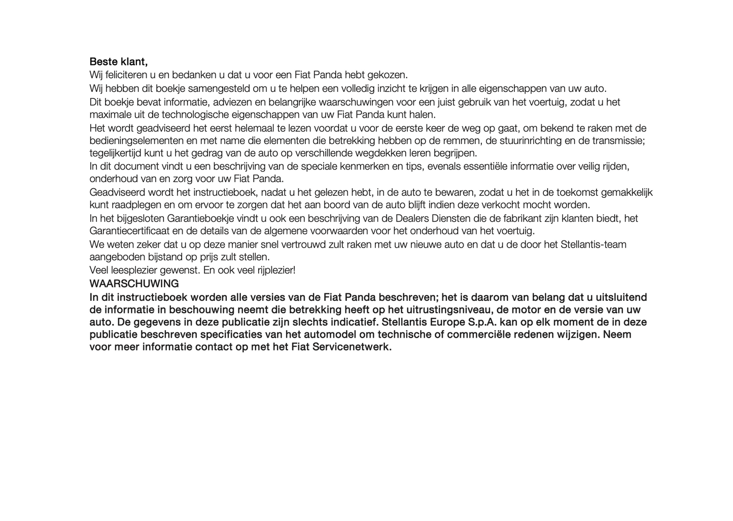 2023-2024 Fiat Panda Gebruikershandleiding | Nederlands