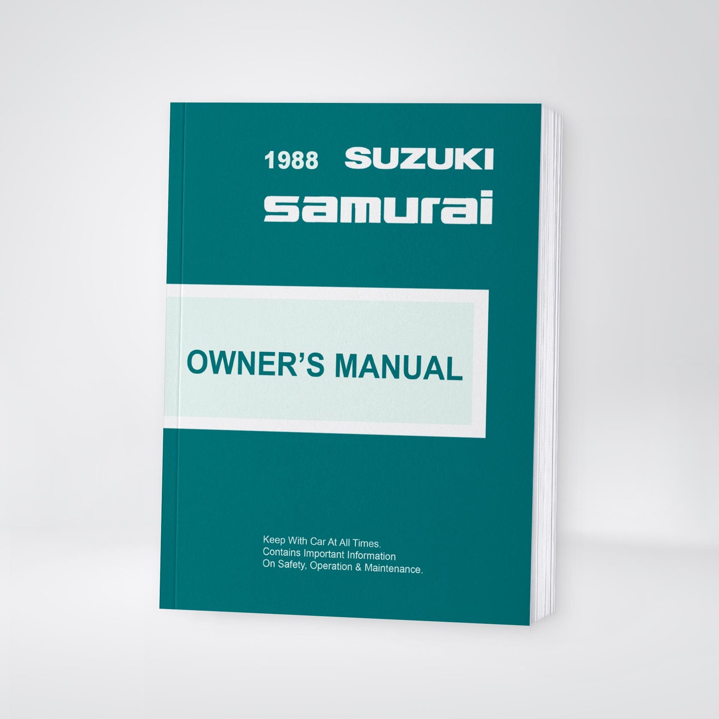 1988 Suzuki Samurai Owner's Manual | English