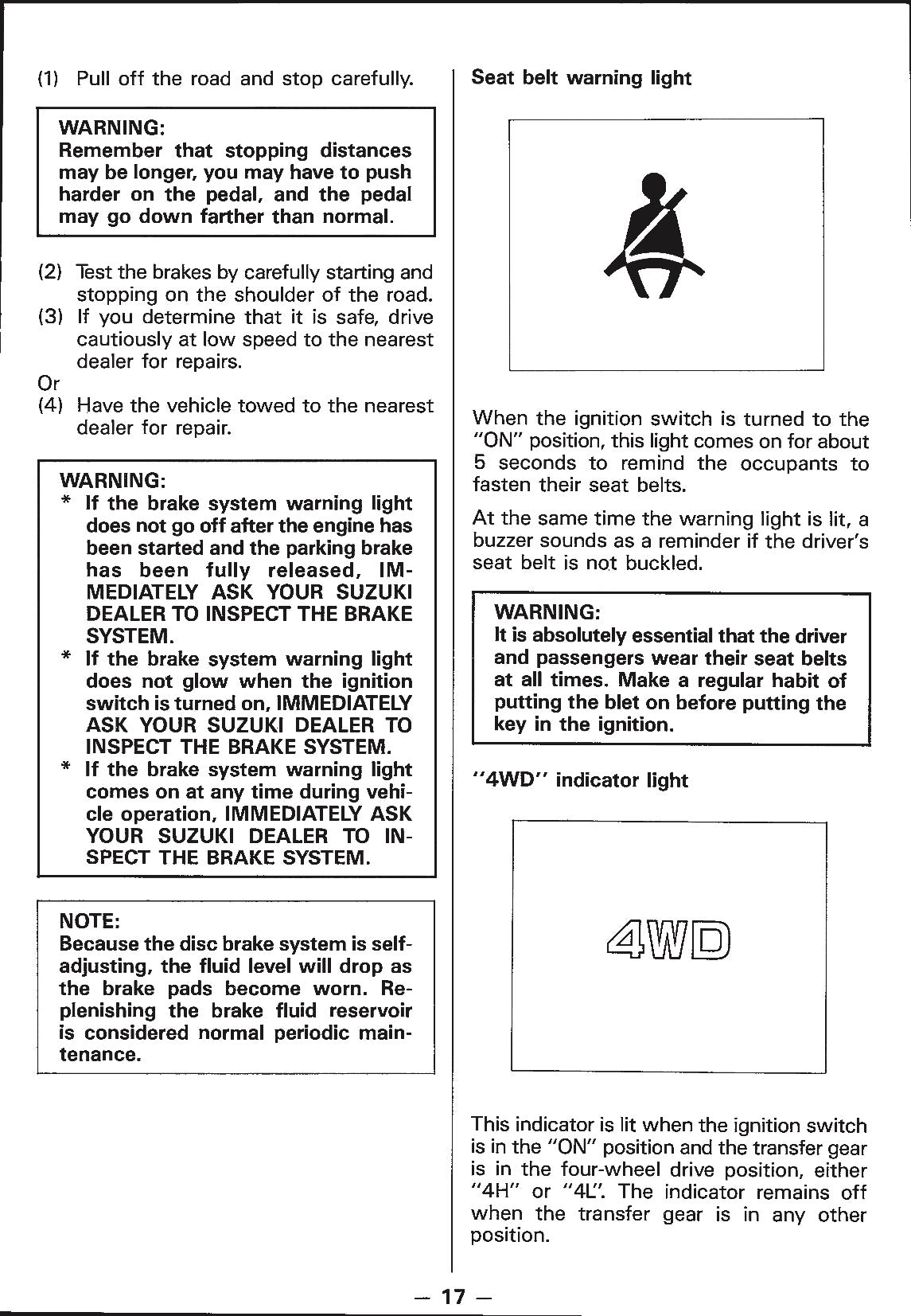 1988 Suzuki Samurai Owner's Manual | English