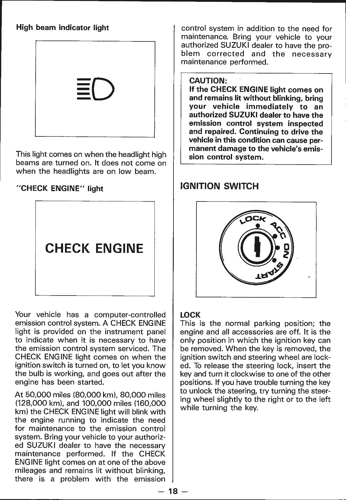 1988 Suzuki Samurai Owner's Manual | English