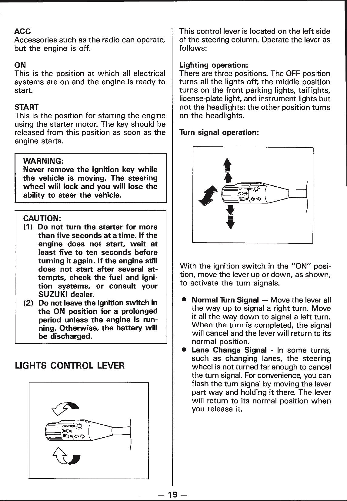 1988 Suzuki Samurai Owner's Manual | English