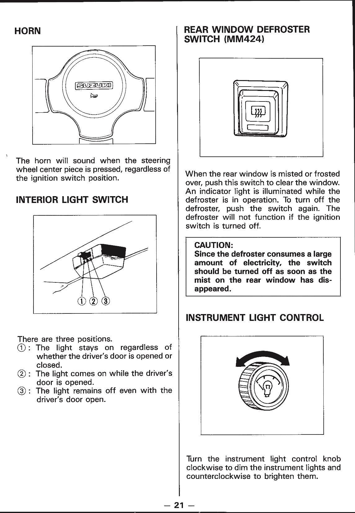1988 Suzuki Samurai Owner's Manual | English