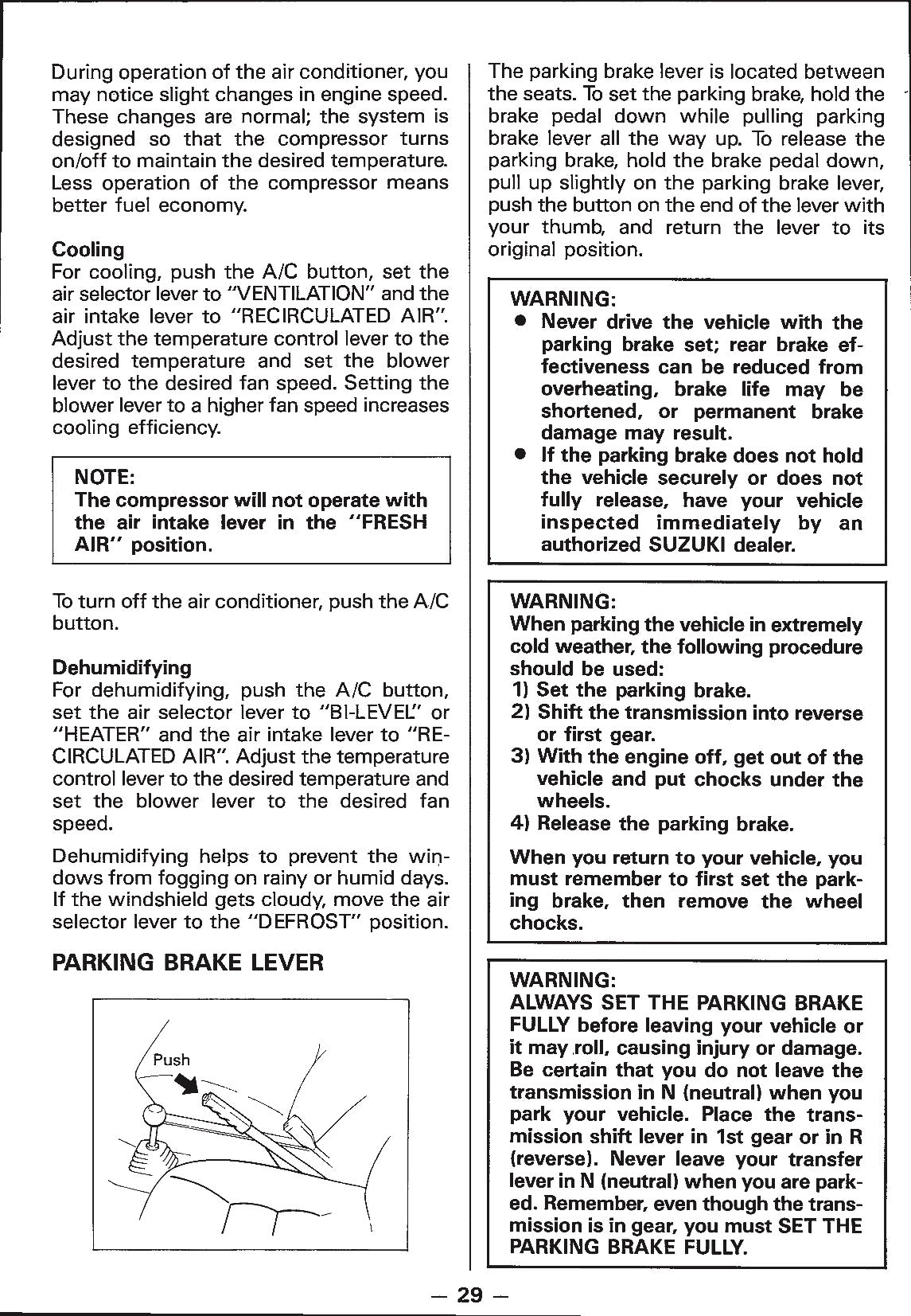 1988 Suzuki Samurai Owner's Manual | English