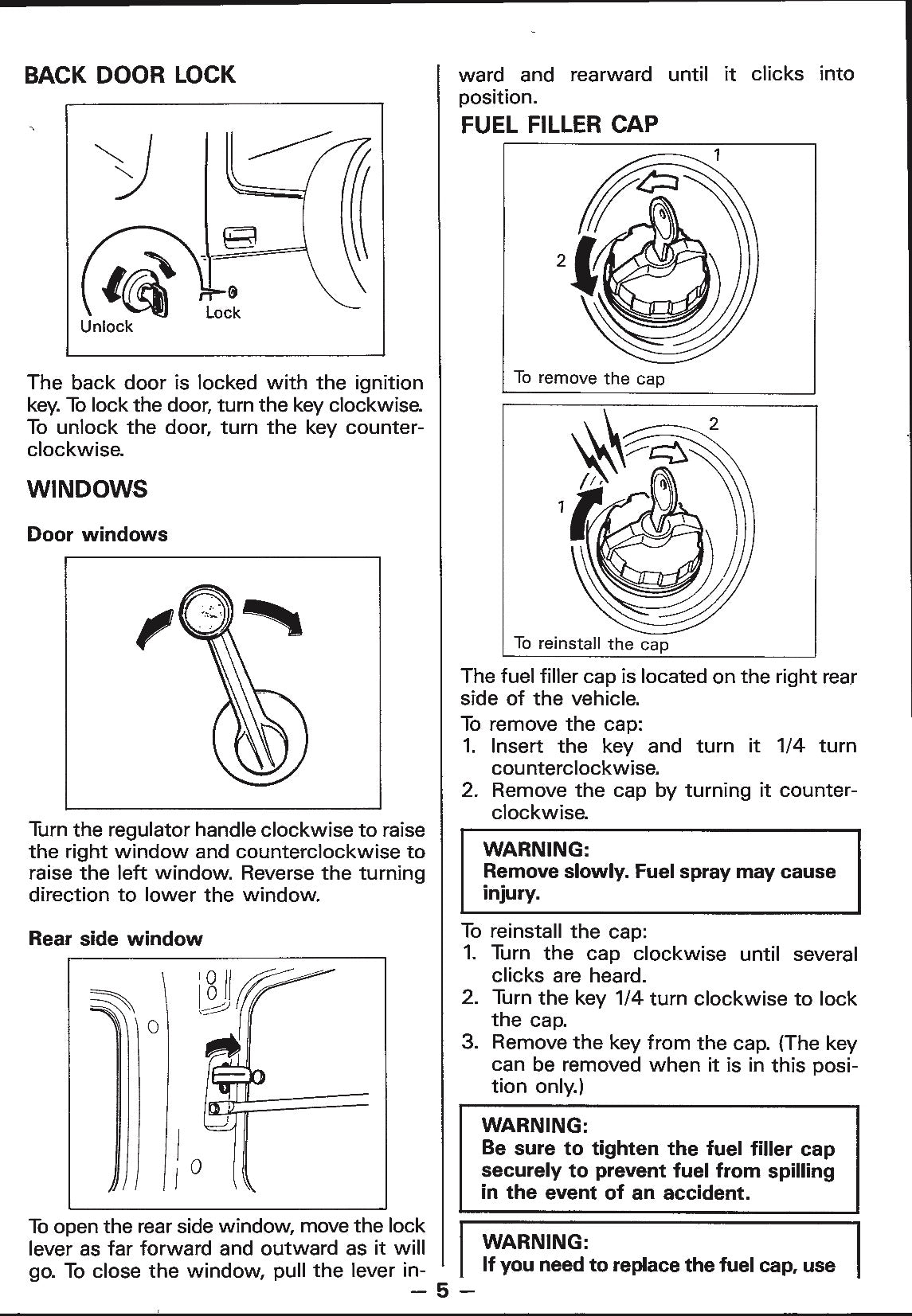 1988 Suzuki Samurai Owner's Manual | English