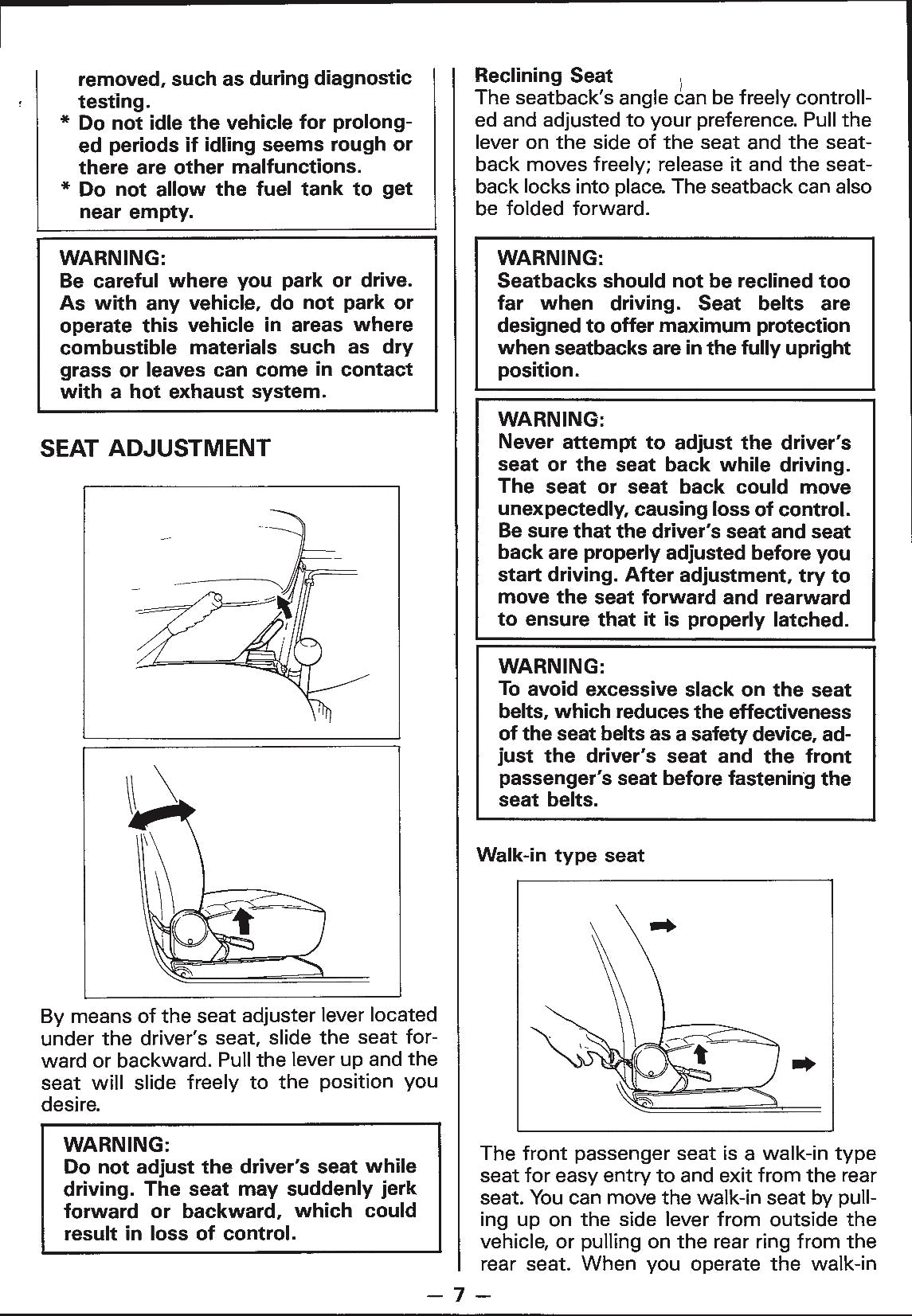 1988 Suzuki Samurai Owner's Manual | English