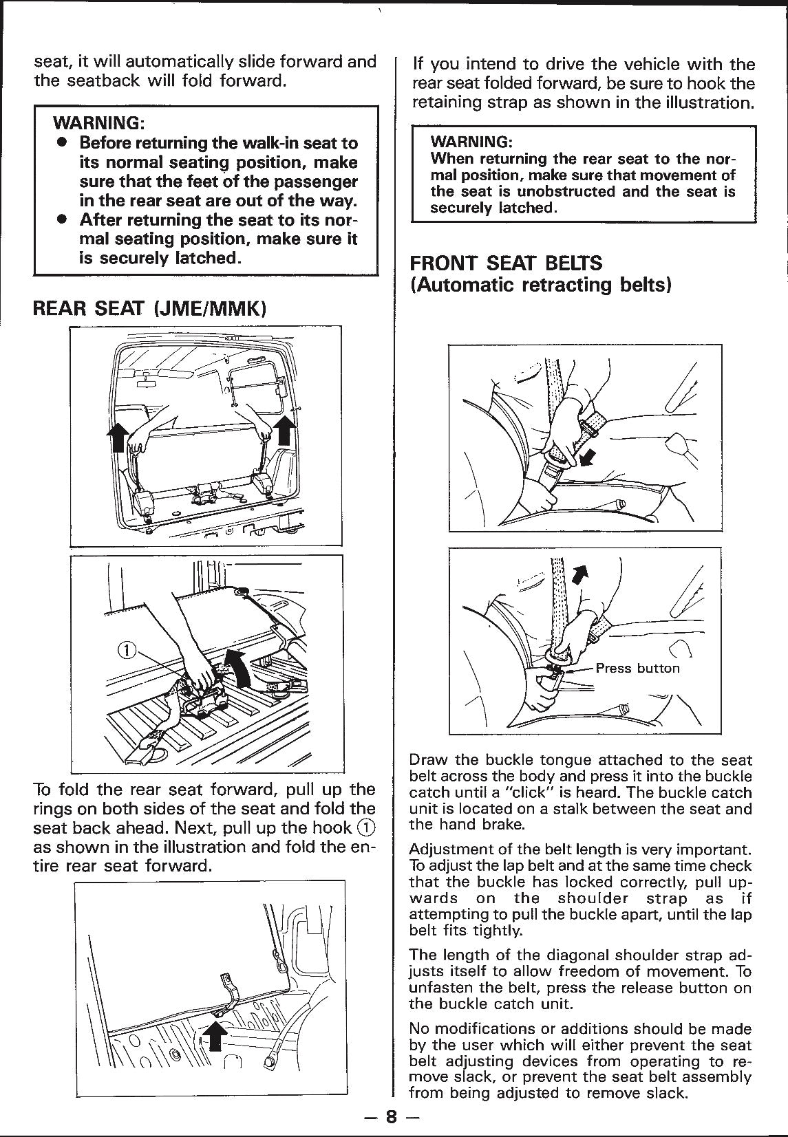1988 Suzuki Samurai Owner's Manual | English