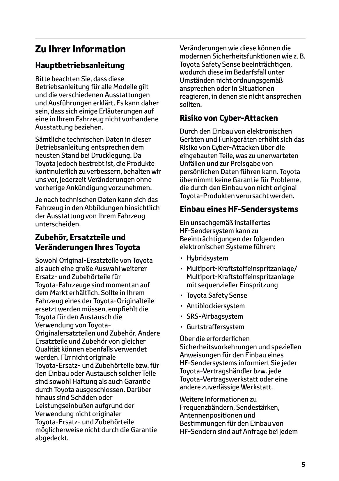 2024-2025 Toyota C-HR Hybrid Owner's Manual | German