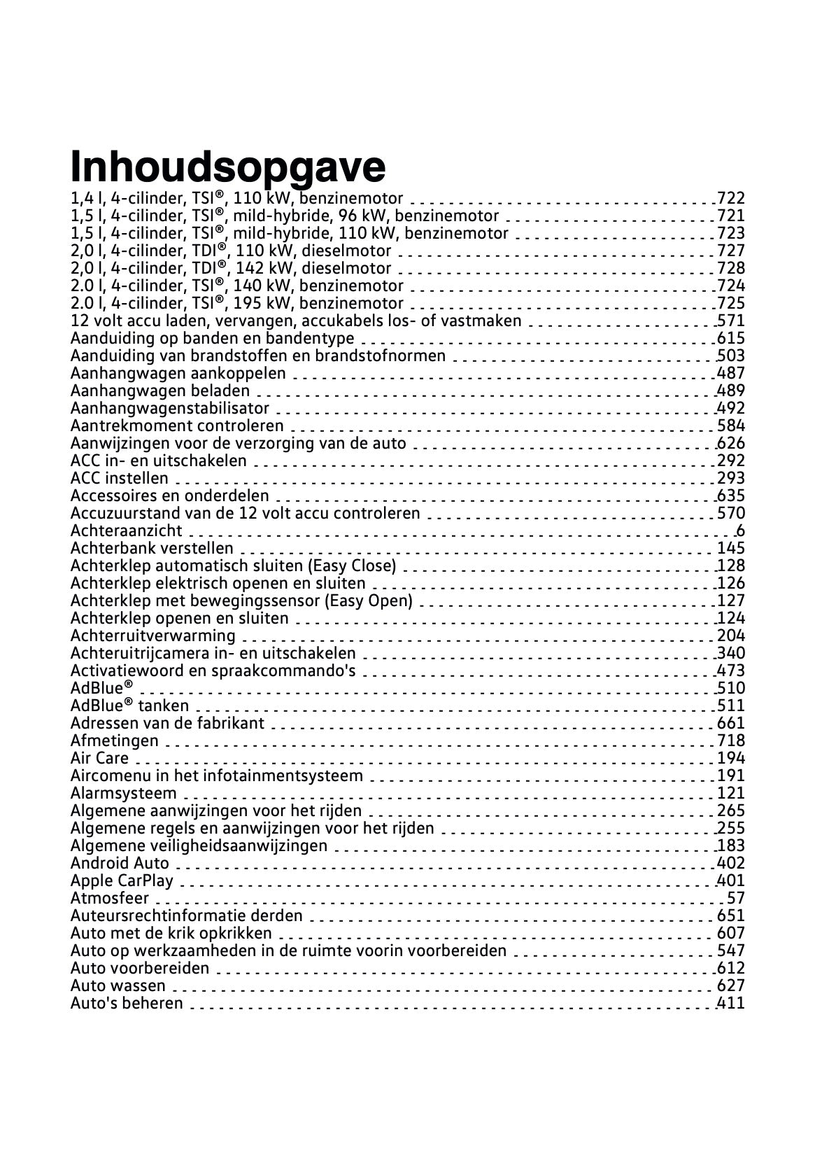 2024-2025 Volkswagen Tiguan Owner's Manual | Dutch