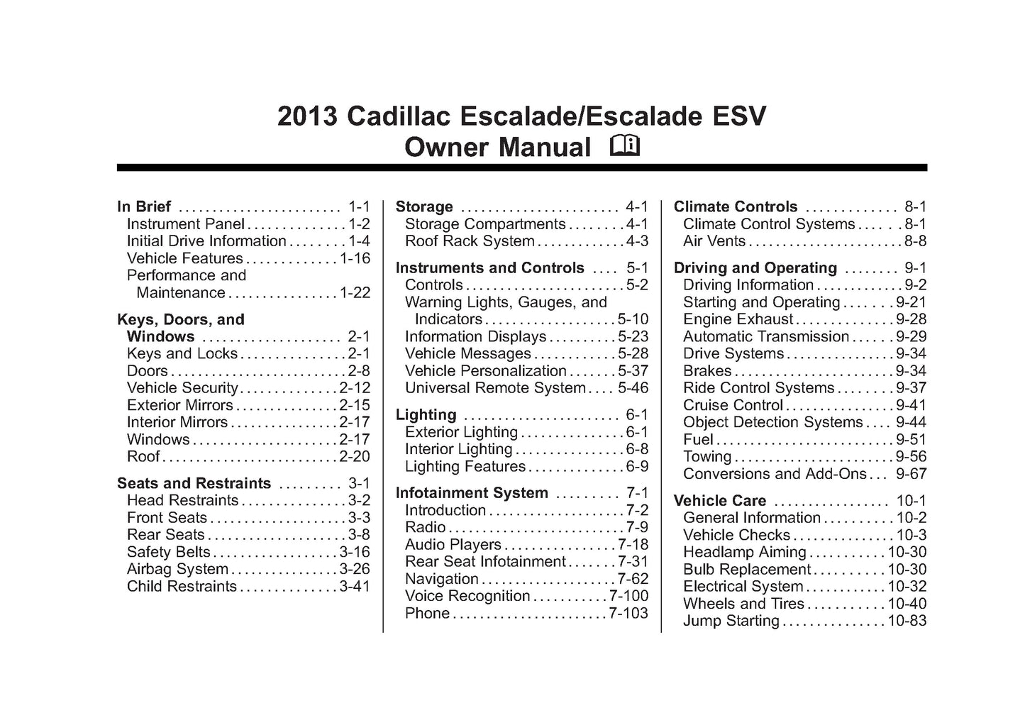 2013 Cadillac Escalade / ESV Bedienungsanleitung | Englisch