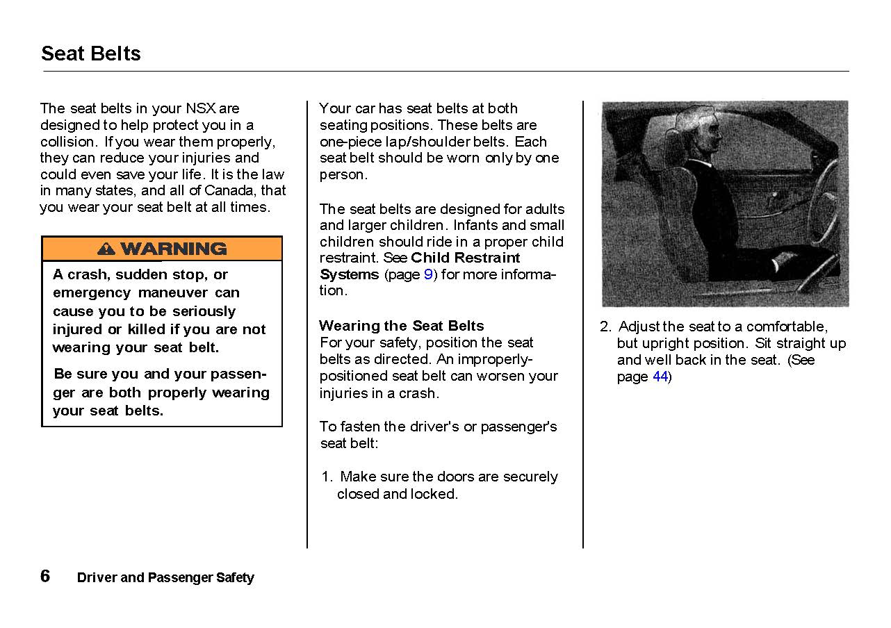 1991 Acura NSX Owner's Manual | English