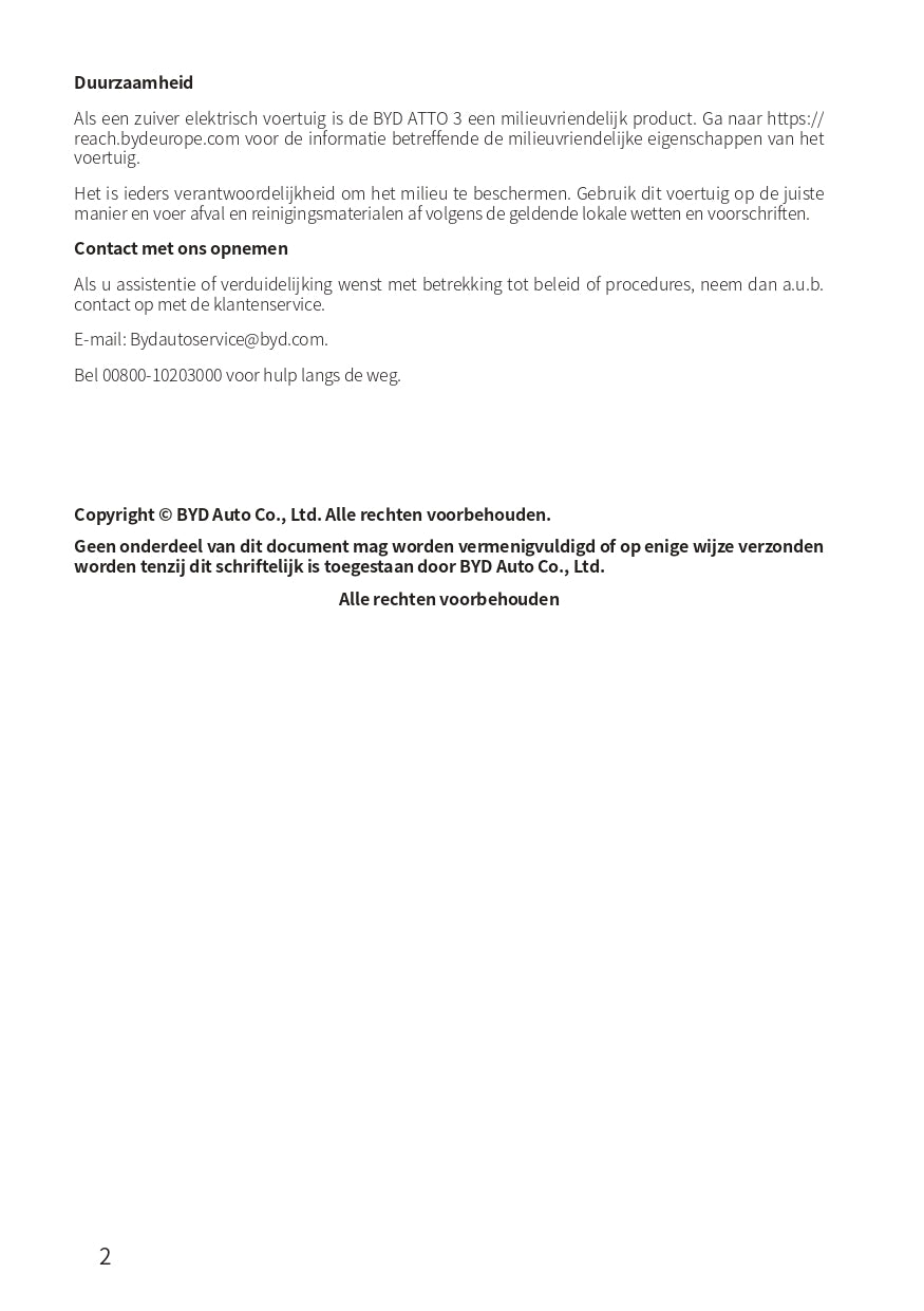 2023-2024 BYD Atto 3 Owner's Manual | Dutch