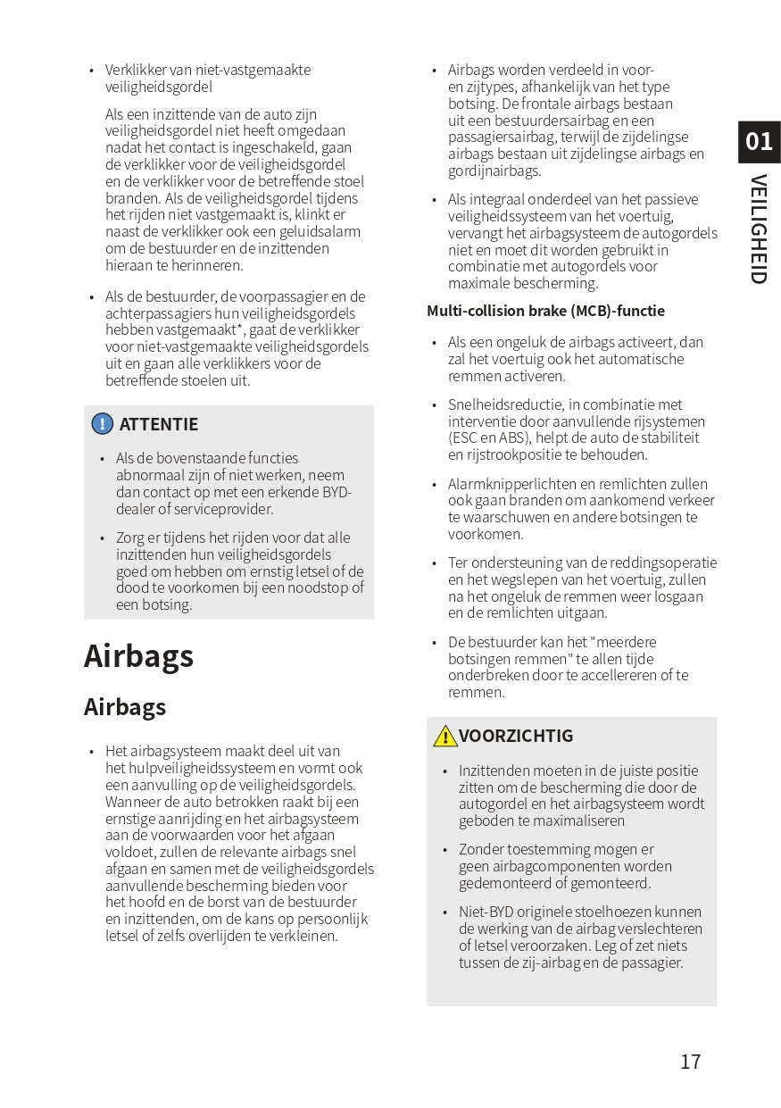 2023-2024 BYD Atto 3 Owner's Manual | Dutch
