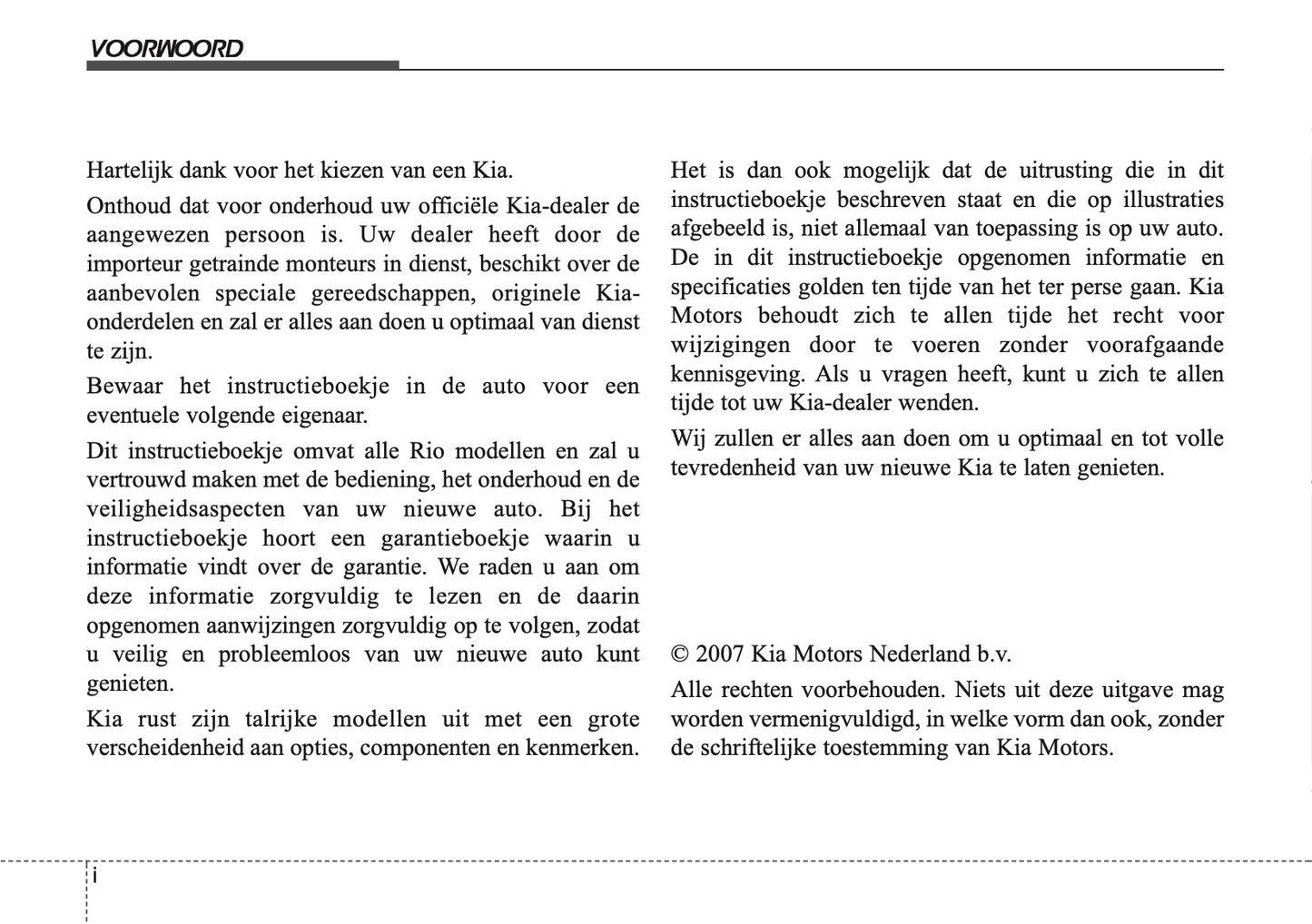 2007-2008 Kia Rio Gebruikershandleiding | Nederlands