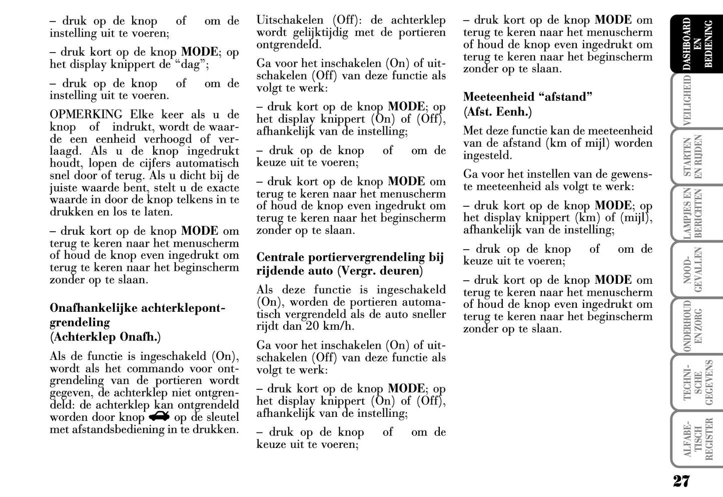 2003-2006 Lancia Ypsilon Owner's Manual | Dutch