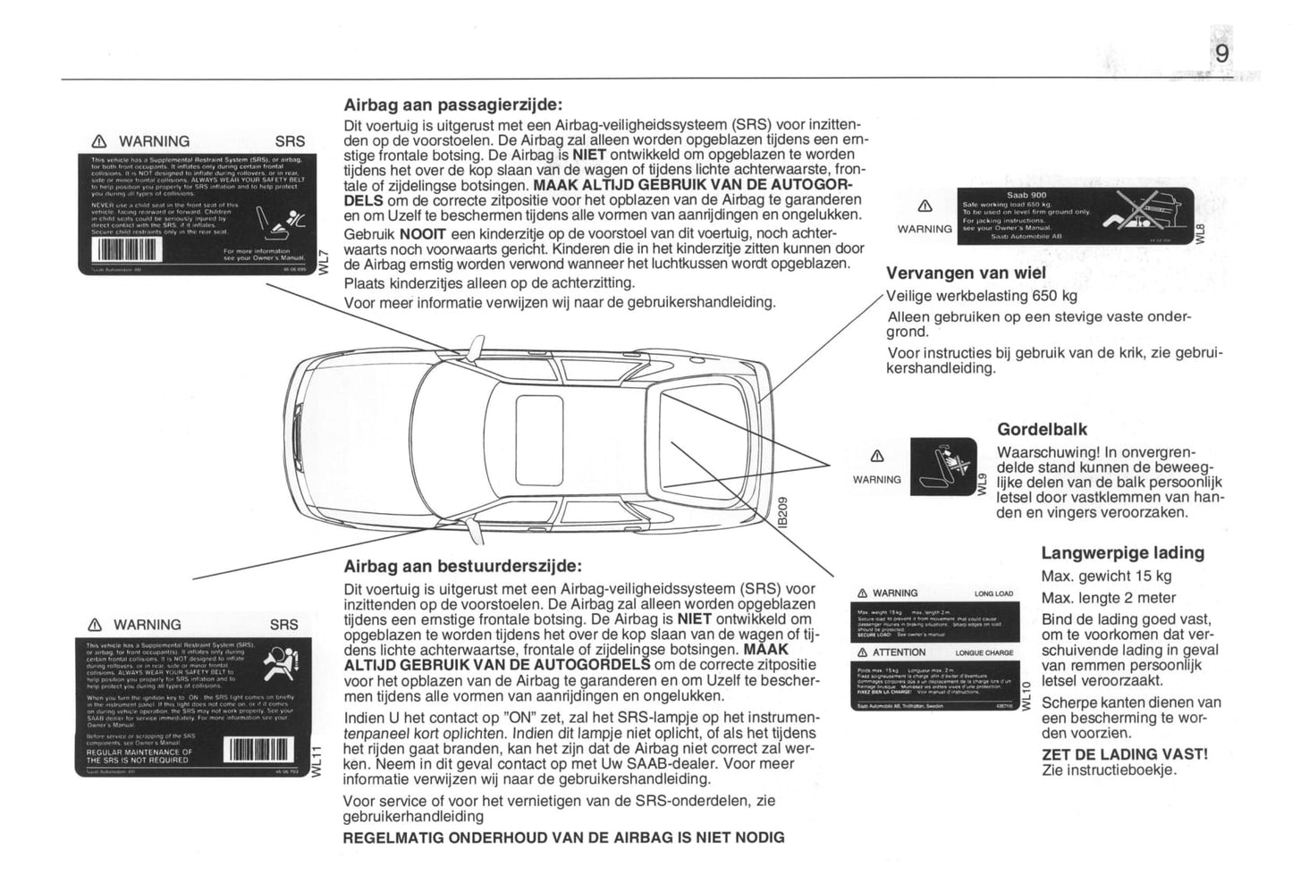 1993-1998 Saab 900 Gebruikershandleiding | Nederlands
