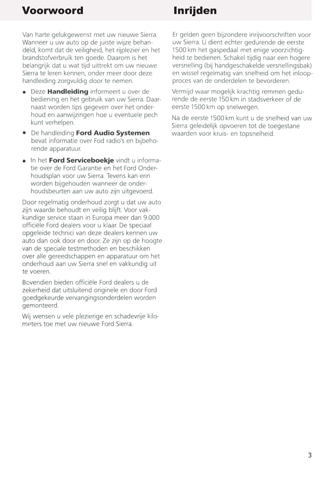 1990-1993 Ford Sierra Owner's Manual | Dutch