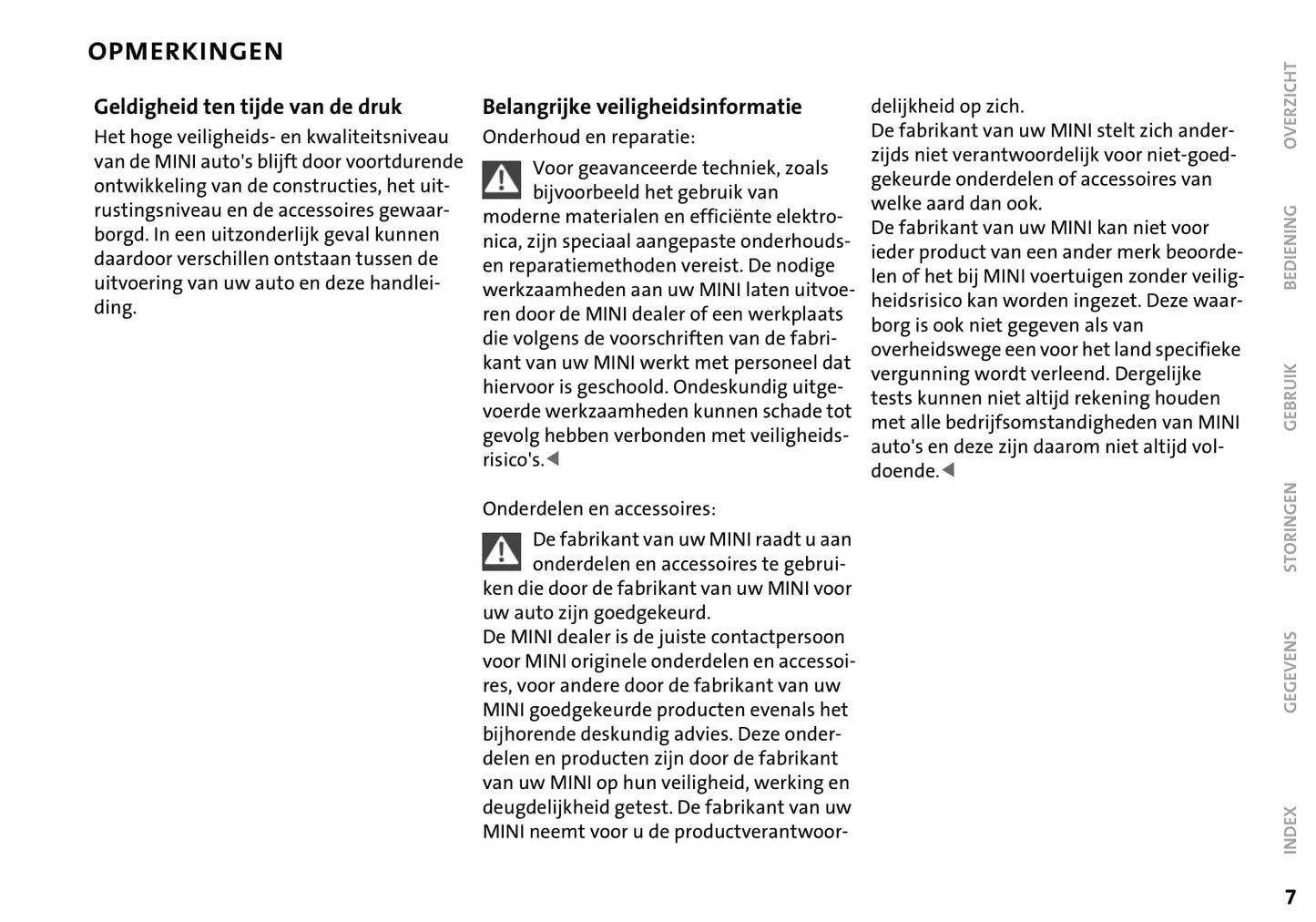 2004-2009 Mini Cabrio Manuel du propriétaire | Néerlandais