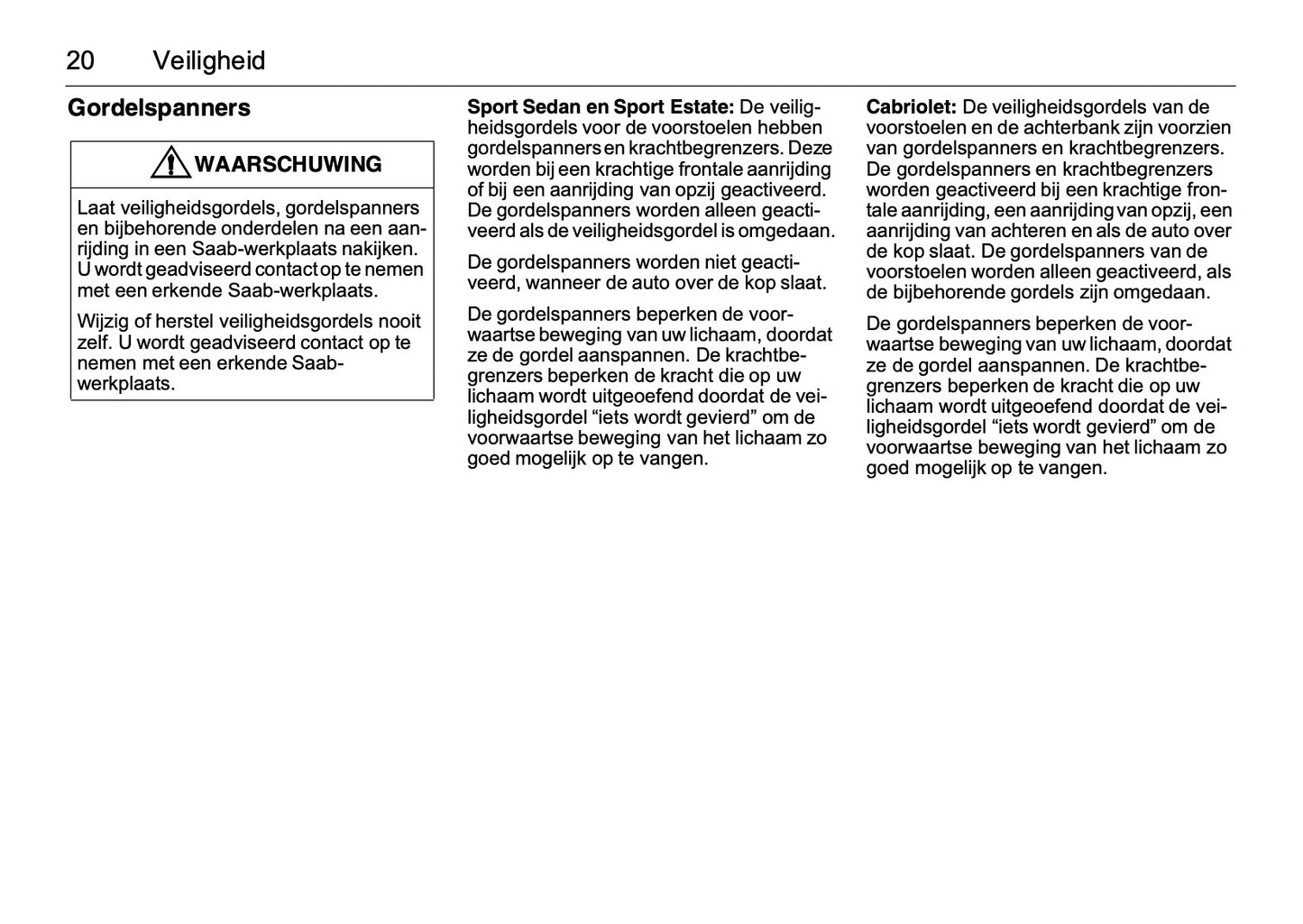 2008-2012 Saab 9-3 Gebruikershandleiding | Nederlands