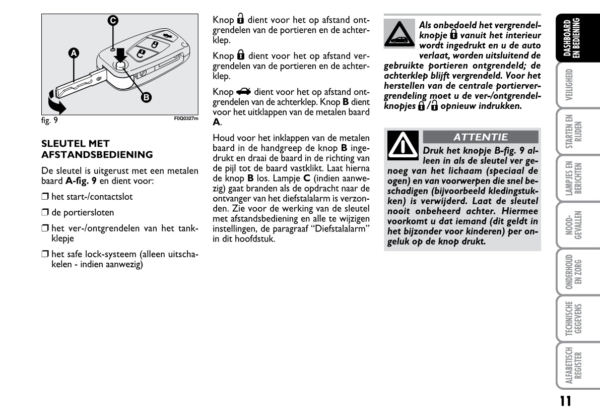 2008-2009 Fiat Bravo Owner's Manual | Dutch