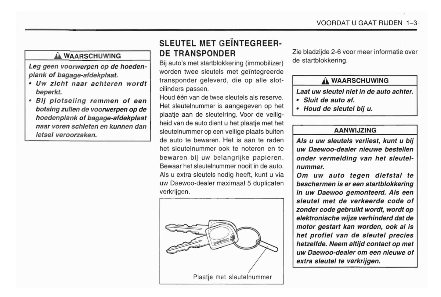 1998-2001 Daewoo Matiz Gebruikershandleiding | Nederlands