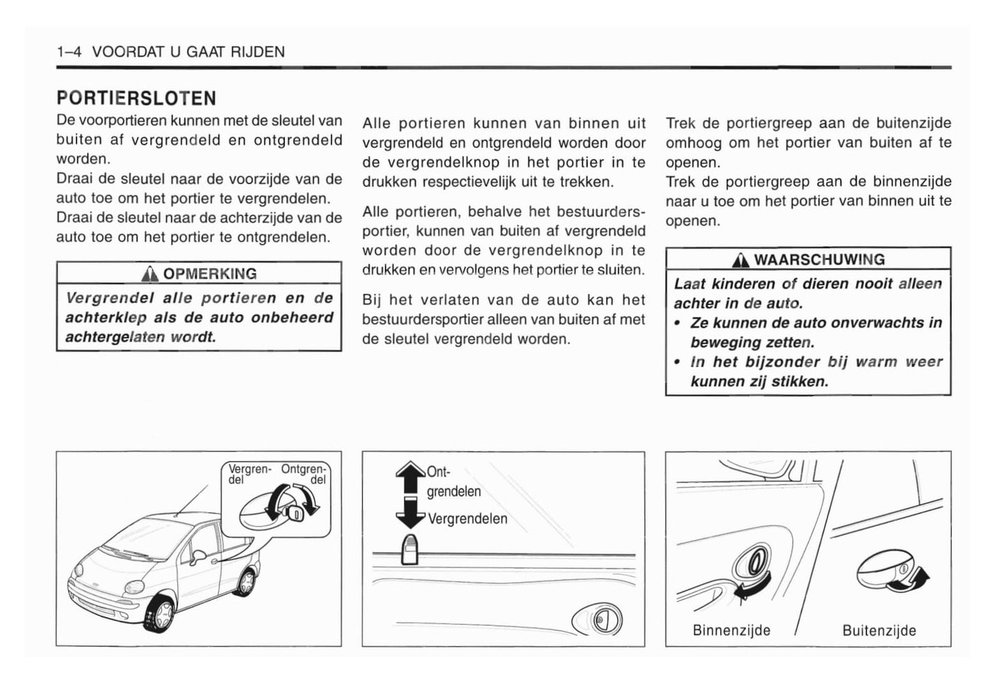 1998-2001 Daewoo Matiz Gebruikershandleiding | Nederlands