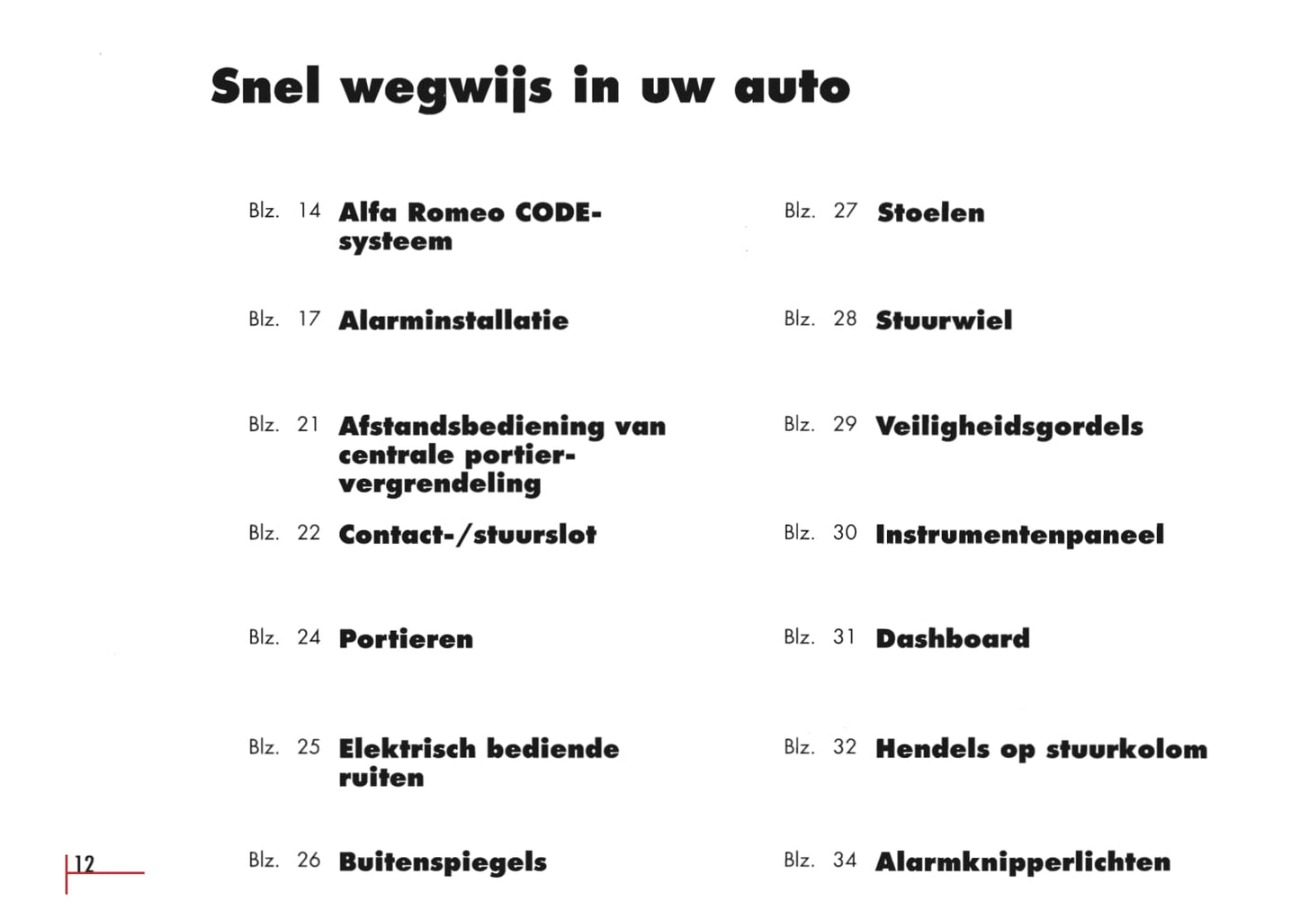 1996-2003 Alfa Romeo Spider/GTV Gebruikershandleiding | Nederlands