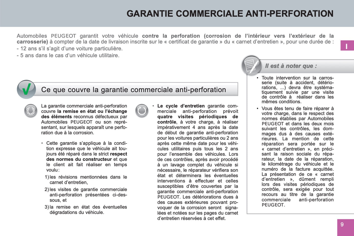 Peugeot Carnet D’entretien et de Garanties 2016 - 2020