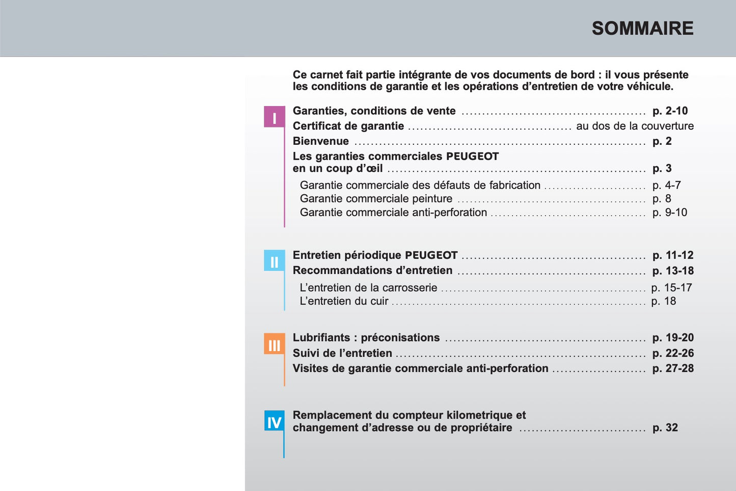 Peugeot Carnet D’entretien et de Garanties 2016 - 2020