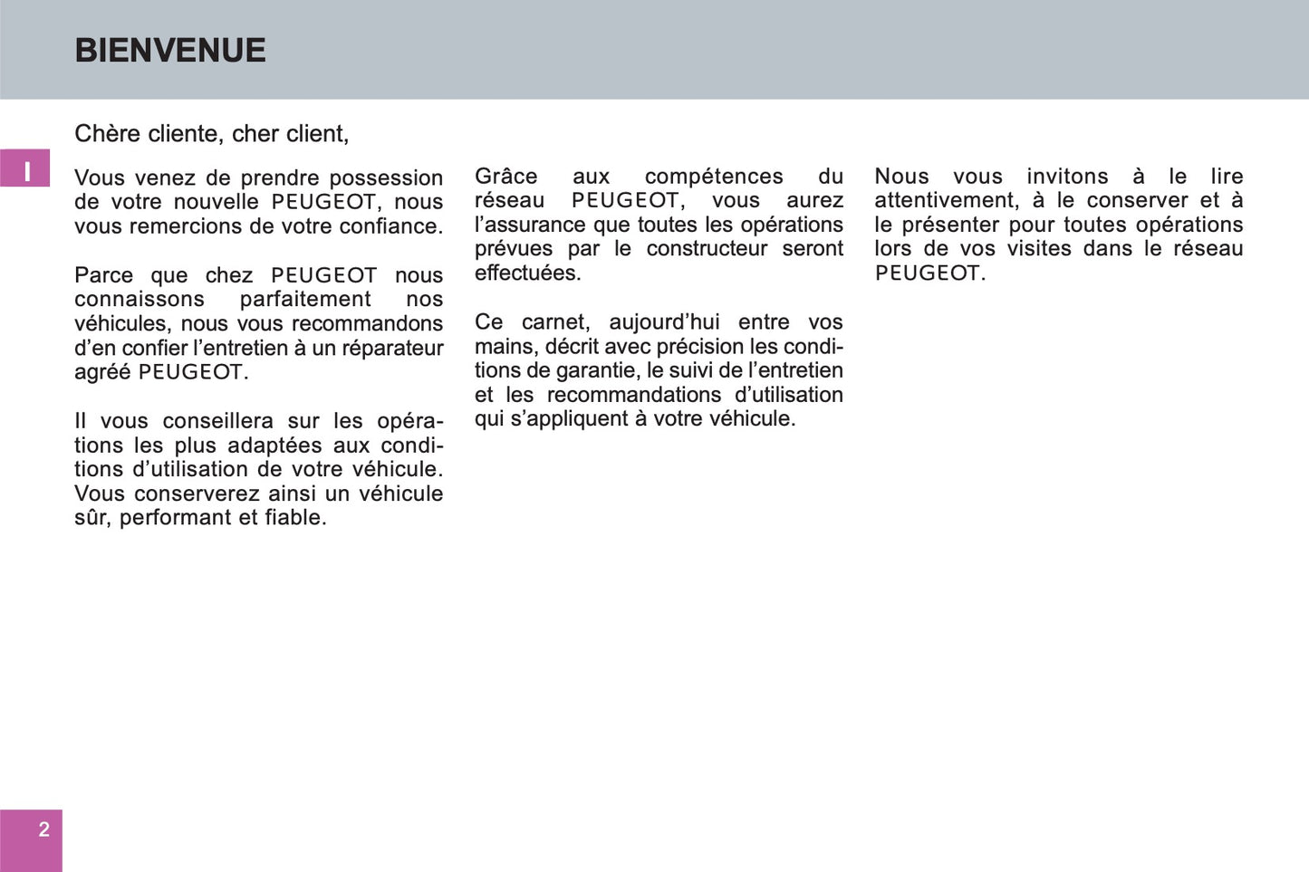 Peugeot Carnet D’entretien et de Garanties 2016 - 2020