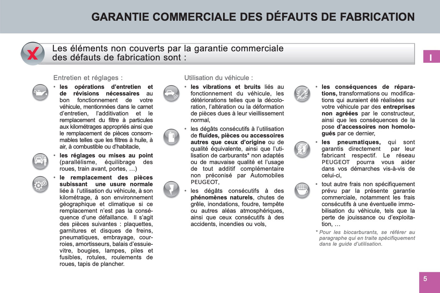 Peugeot Carnet D’entretien et de Garanties 2016 - 2020