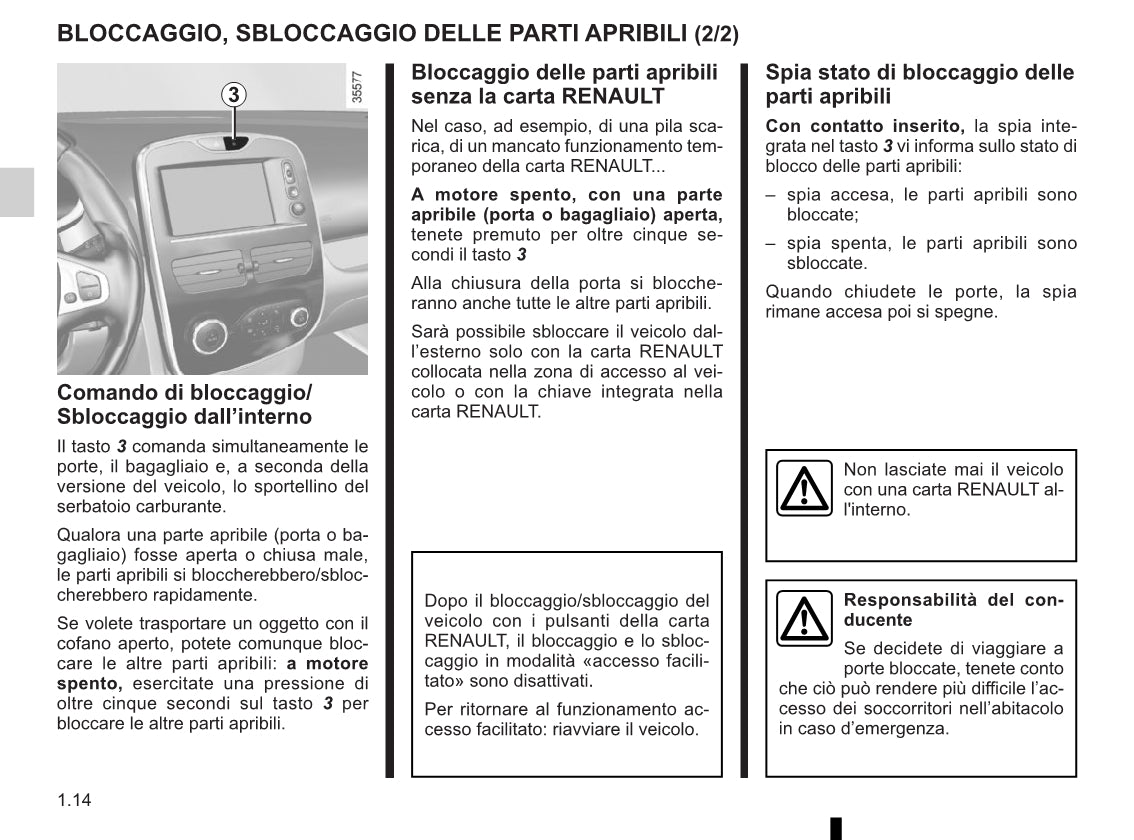 2015-2016 Renault Clio Owner's Manual | Italian
