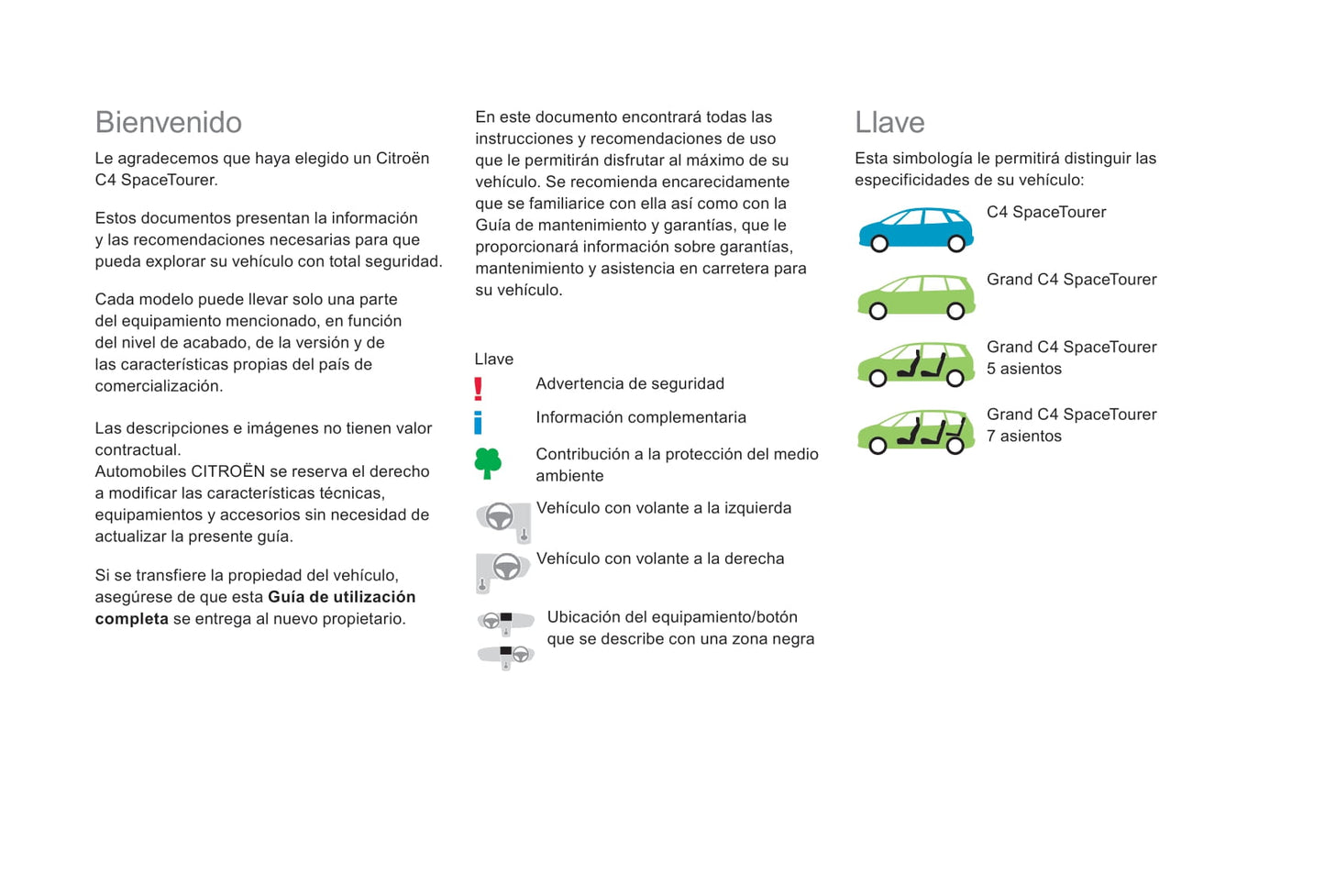 2018-2021 Citroën C4 SpaceTourer/Grand C4 SpaceTourer Owner's Manual | Spanish
