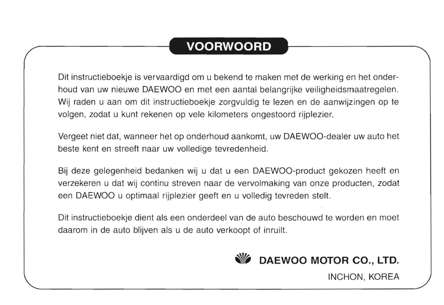 2001-2005 Daewoo Matiz Gebruikershandleiding | Nederlands