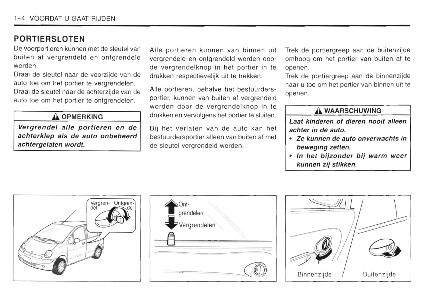 2001-2005 Daewoo Matiz Gebruikershandleiding | Nederlands