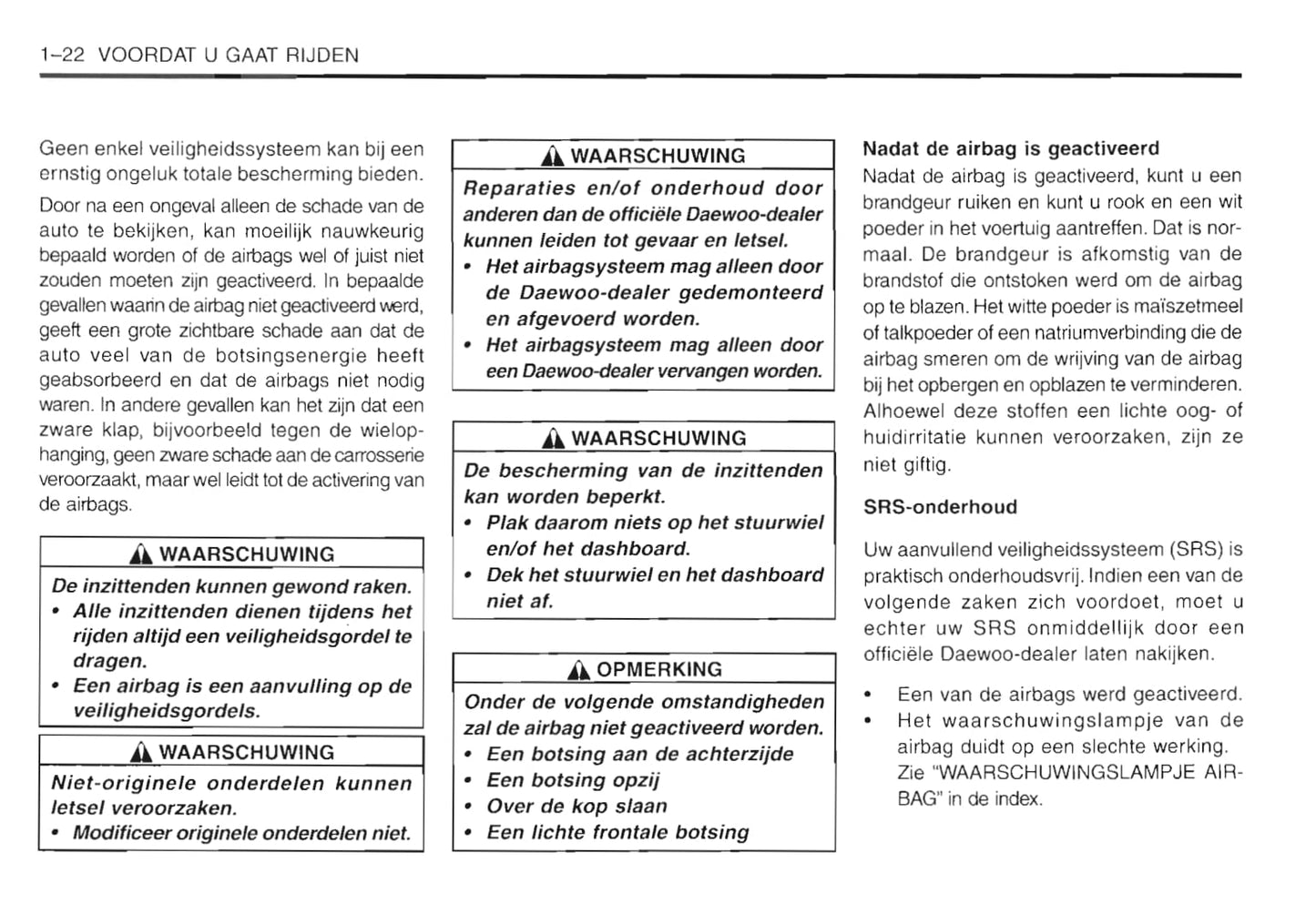 2001-2005 Daewoo Matiz Gebruikershandleiding | Nederlands