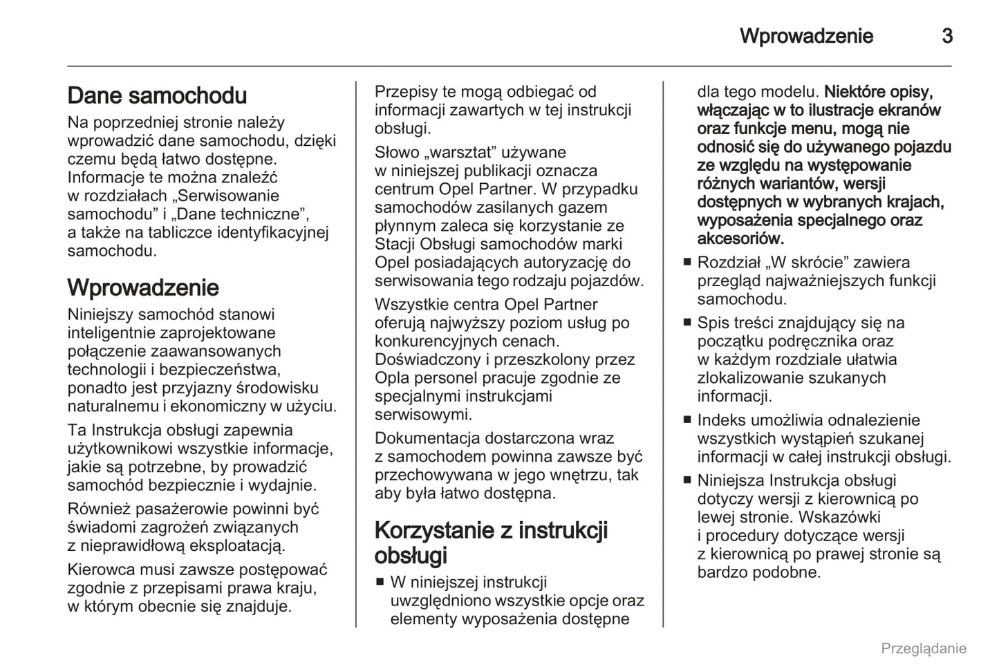 2012 Opel Astra Owner's Manual | Polish