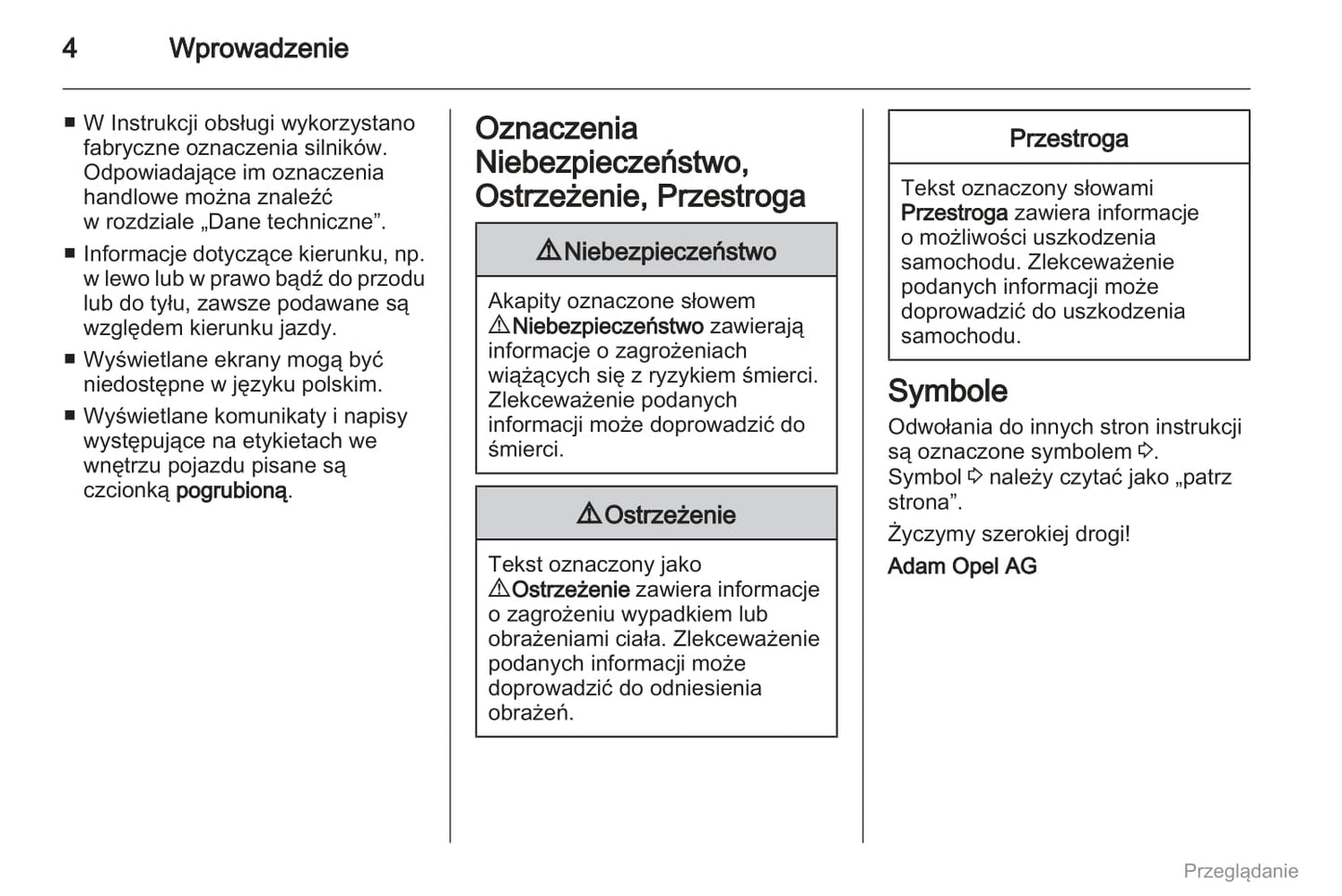 2012 Opel Astra Owner's Manual | Polish