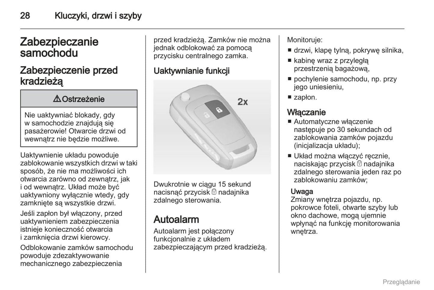 2012 Opel Astra Owner's Manual | Polish