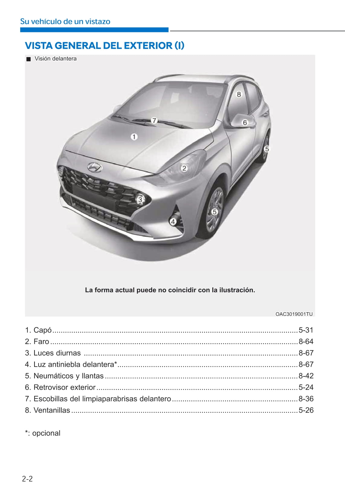 2019-2020 Hyundai i10 Bedienungsanleitung | Spanisch