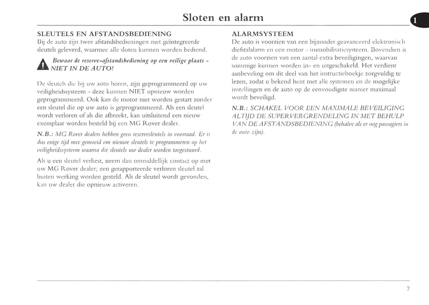 2001-2004 MG ZT Owner's Manual | Dutch
