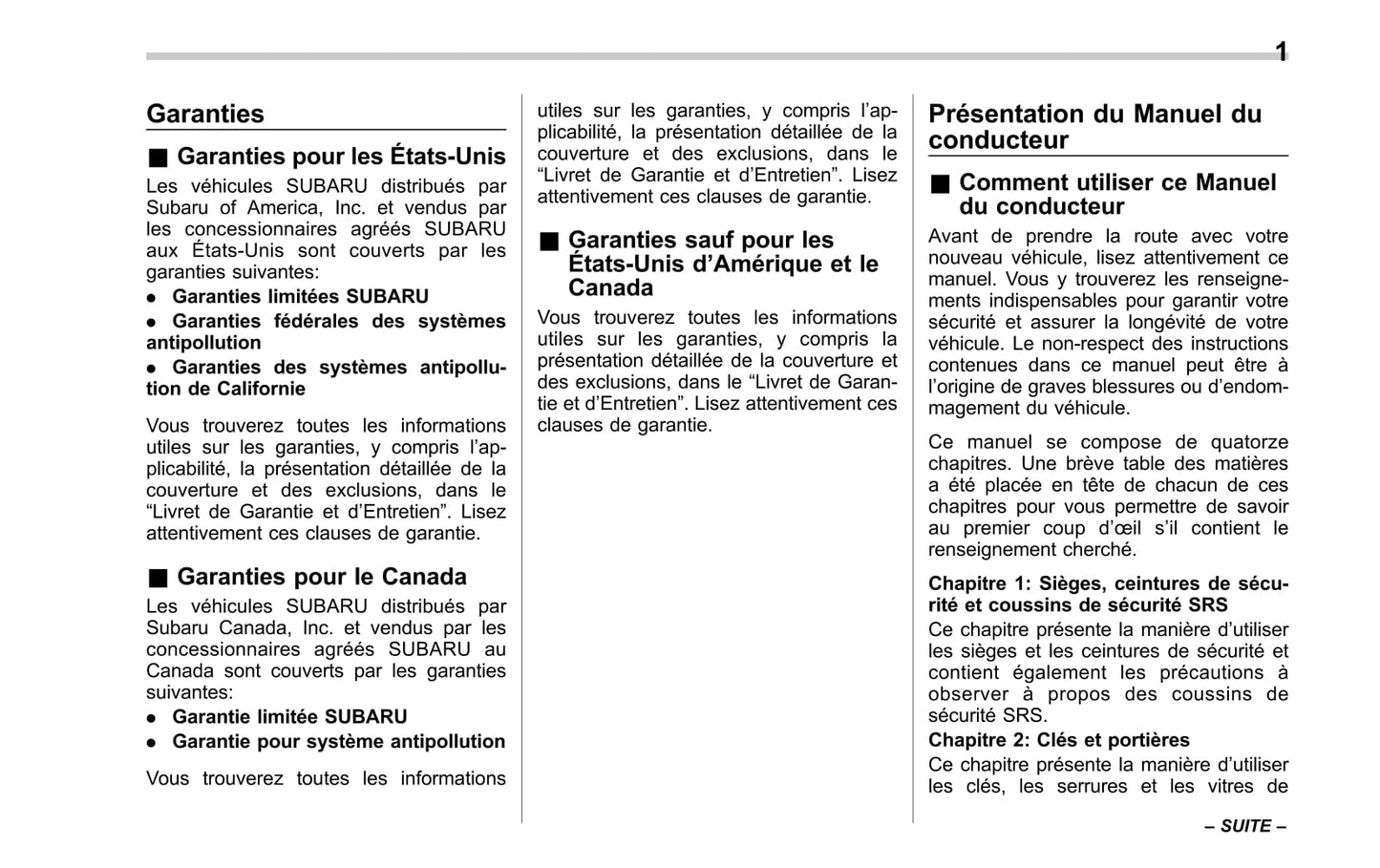 2017-2019 Subaru Legacy/Outback Manuel du propriétaire | Français