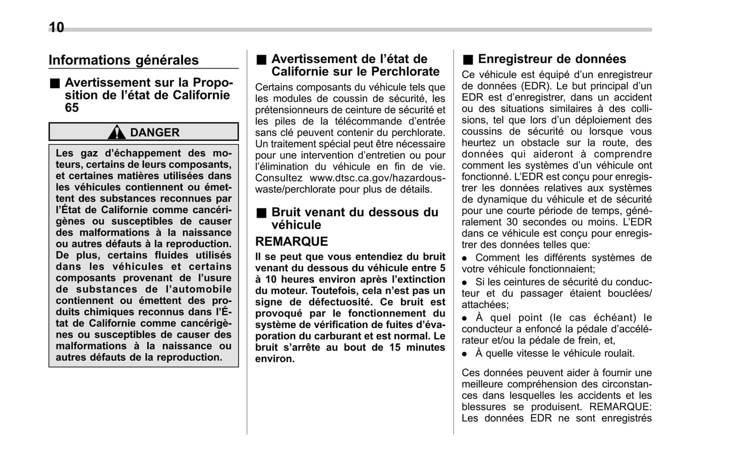 2017-2019 Subaru Legacy/Outback Manuel du propriétaire | Français