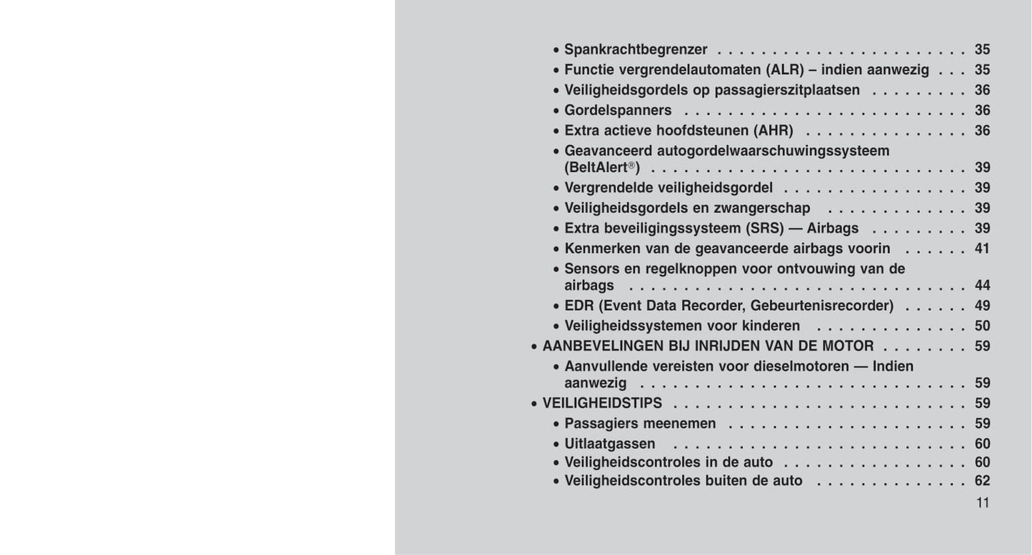 2011-2012 Jeep Grand Cherokee Owner's Manual | Dutch