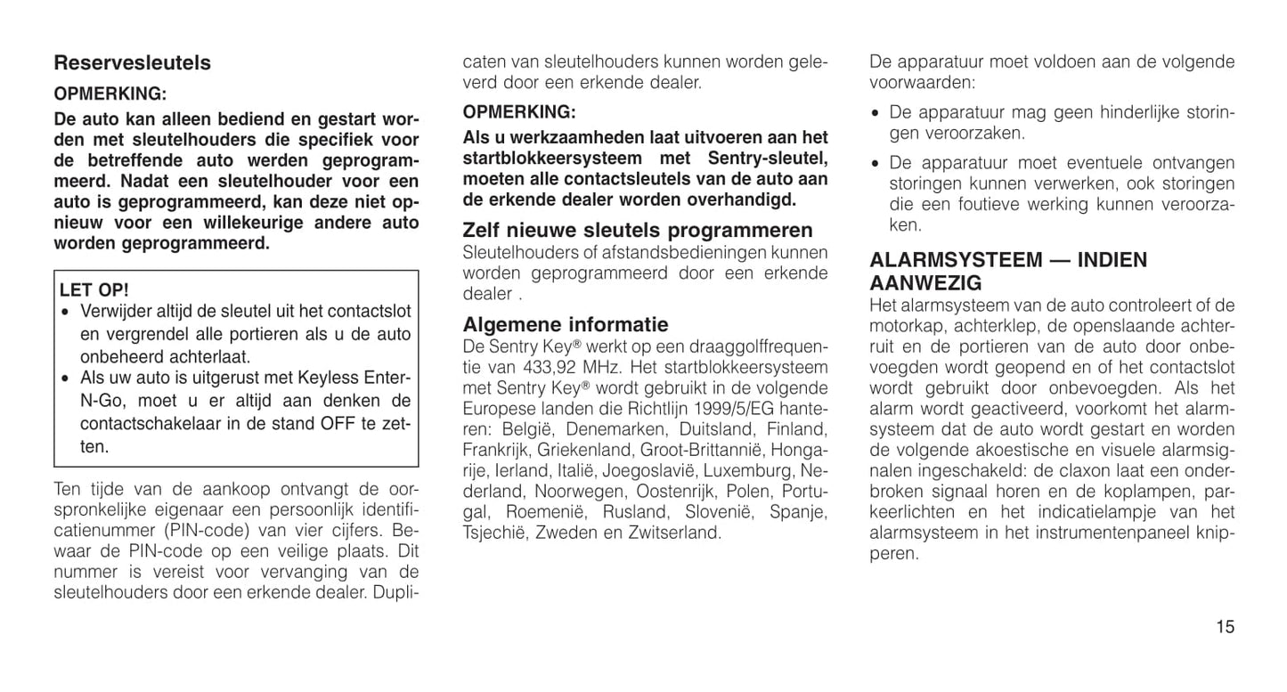 2011-2012 Jeep Grand Cherokee Owner's Manual | Dutch
