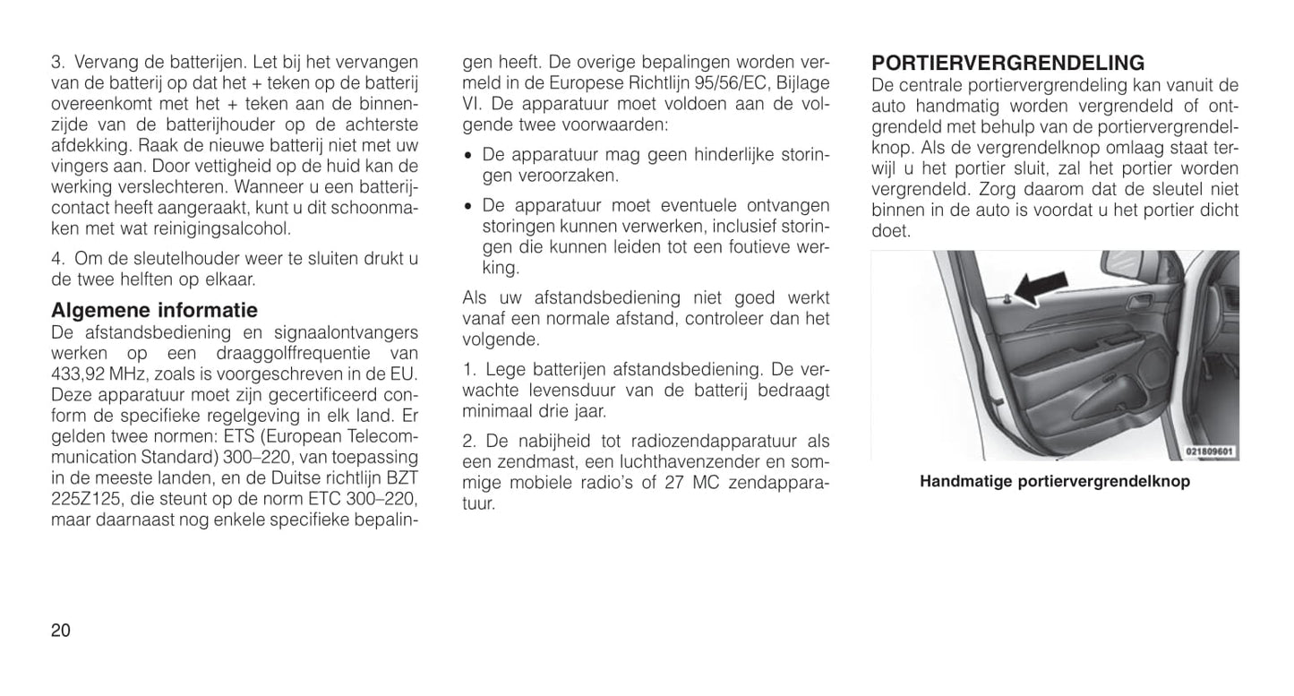 2011-2012 Jeep Grand Cherokee Owner's Manual | Dutch