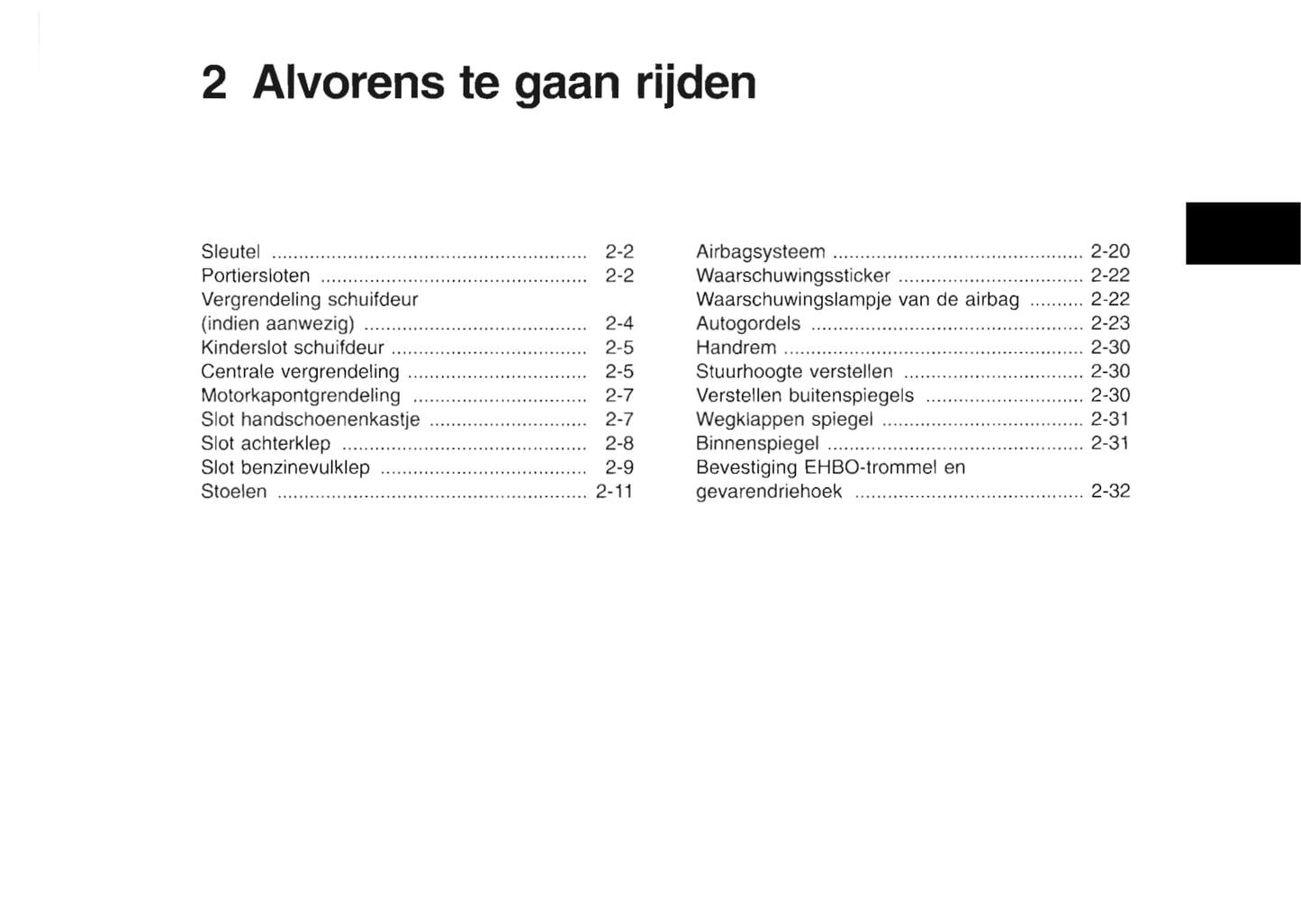 1997 Nissan Serena Gebruikershandleiding | Nederlands