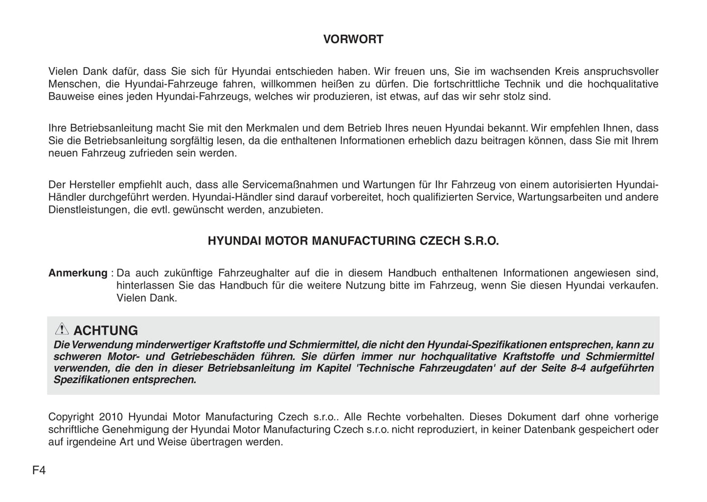 2010-2011 Hyundai i20 Owner's Manual | German