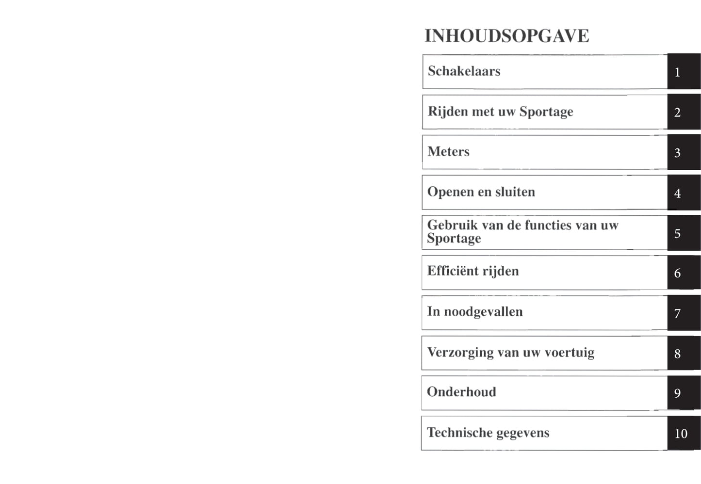 1993-2004 Kia Sportage Manuel du propriétaire | Néerlandais